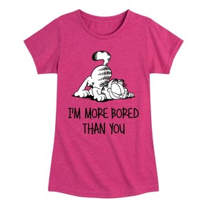 Girls' - Garfield - More Bored Than You Fitted Short Sleeve Graphic T-Shirt - 1 of 4