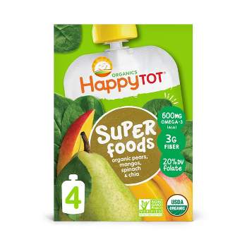 HappyTot Super Foods 4pk Organic Pears Mangos & Spinach with Super Chia - 16.88oz