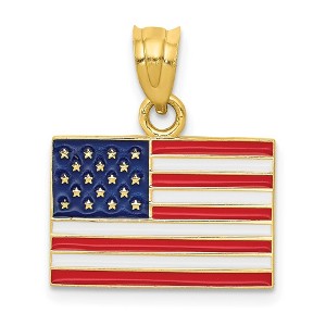 Black Bow Jewelry 14k Yellow Gold Enameled United States Flag Pendant - 1 of 4