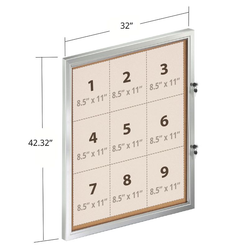 Azar Displays Enclosed Cork Bulletin Board w/ Lock & Key, 3 of 10