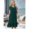 INSPIRE CHIC Women's Summer V Neck Short Sleeve Contrast Trim A Line Midi Summer Dress with Pockets - 3 of 4