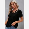 Amaryllis Women’s Crisscross Strap Detail Knit Tee Short Sleeve Relaxed Fit Lightweight - 2 of 4