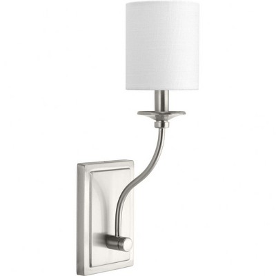 Progress Lighting Bonita 1-Light Wall Sconce, Brushed Nickel, Summer Linen Shade