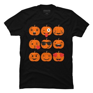 Men's Design By Humans Halloween Pumpkins Emoji By honeytree T-Shirt - 1 of 4