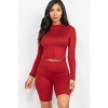 Slickblue Women's 2-Piece Mock Neck Top & Biker Shorts Set Stretchy Polyester Spandex Active Lounge Color & Size Options - 3 of 4
