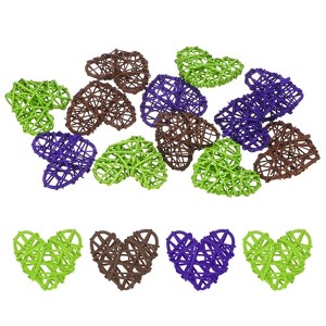 Unique Bargains Heart Shaped Wicker Rattan Balls 2.4 Inch Decorative 12 Pcs - 1 of 4