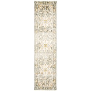 Captiv8e Designs 2'x8' Runner Salina Vintage Medallion Area Rug Gray/Gold: 8 Foot Hallway Runner, Washable, Fade-Resistant - 1 of 4