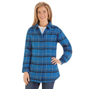 Collections Etc Ladies Fleece Lined Button-Front Flannel Shirt Jacket - 1 of 4