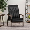 MAYEERTY Mid Century Modern Accent Chair, Upholstered Matte Black Faux Leather, Living Room Bedroom - 2 of 4
