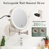 FUNTOUCH Wall Mounted Makeup Mirror, Rechargeable 2-Sided,1X/10X Magnification 3 Color LEDs,Dimmable 360° Rotation with Extension Arm/Hooks - 3 of 4