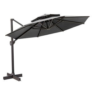 Crestlive Products 11.5'x11.5' Luxury Aluminum Frame Double Top Round Offset Cantilever Umbrella: UV-Resistant, Rustproof, Crank Tilt - 1 of 4