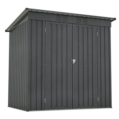 Syemin Storage Sheds 6 x 4 ft Outdoor Storage Shed, All Weather Tool Shed for Garden, Backyard, Lawn, Black, Black, 66.9"*47.5"*68"