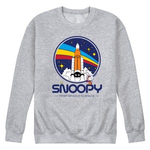 Men's - Peanuts - Snoopy First Beagle In Space Rocket 1969 Graphic Fleece Sweatshirt - 1 of 4