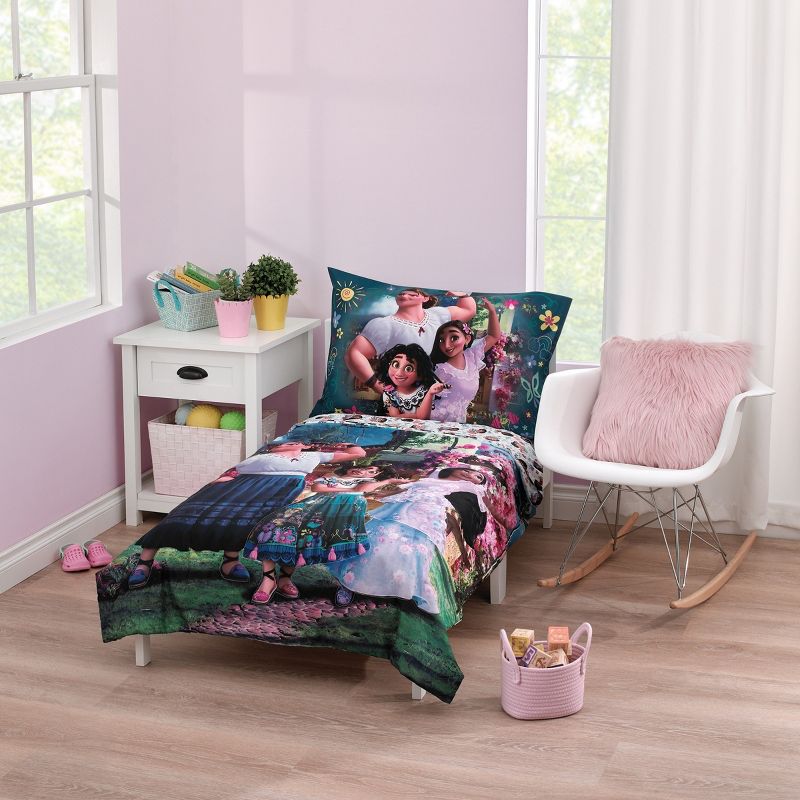 Disney Encanto Power Trio Purple and Teal 4 Piece Toddler Bed Set, 1 of 7