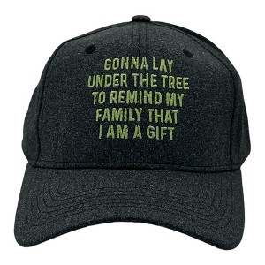 Gonna Lay Under The Tree To Remind My Family That I Am A Gift Hat Funny Christmas Cap - Crazy Dog Black Standard - 1 of 4