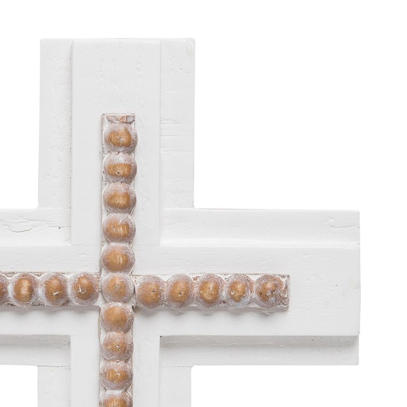 White Cross with Wood Beads Wall Décor  - Foreside Home & Garden, 4 of 7