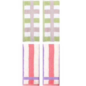REGALWOVEN Striped Absorbent Soft Cotton Hand Towels for Bathroom 4 Pack - 1 of 4