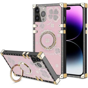 Entronix Case Compatible with iPhone 16 Pro - [Rectangular] Luxury Lucky-Clover Gripstand - 1 of 4