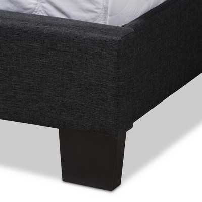 Charcoal Gray Upholstered Queen Bed with Tufted Headboard