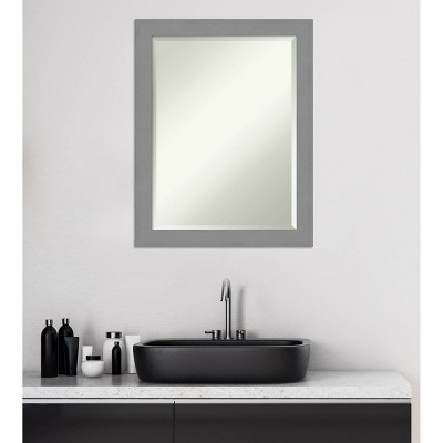 Contemporary Silver Rectangular Beveled Wall Mirror