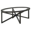 NicBex Modern Round/Oval Coffee Table Wood Base & Transparent Glass Top Multi-Functional for Study, Office, Terrace - 2 of 4