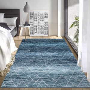 Modern Abstract Machine Washable Area Rugs for Living Room Ultra Soft Non Slip Low Pile Carpet for Bedroom Dining Room - 1 of 4