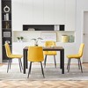 LOVMOR Mid-Century Velvet Dinning Chairs of 4 w/Upholstered Seat and Square-Patterned Backrest,Metal Legs for Dining Room,Living Room - 3 of 4