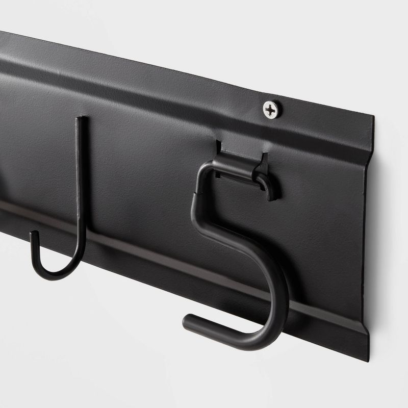 Wall Mounted Cleaning Tools Holder - Brightroom&#8482;: Metal Utility Rack, Space-Saving Design, Matte Black Finish, 4 of 5