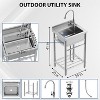 Stainless Steel Utility Sink, Freestanding Single Bowl Commercial Sink for Restaurant, Laundry Room, Bathroom, Garage, Garden - 2 of 4