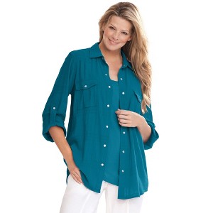 Woman Within Cotton Gauze Bigshirt - 1 of 4