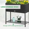 Sevobal Planters Raised Garden Bed Planter Box with Tool Storage Shelf, Portable Design for Herbs, Vegetables, Flowers, Black, 27.5"*11.8"*27.5" - 4 of 4