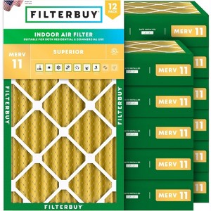 Filterbuy 8x20x4 Air Filter (12-Pack), Pleated MERV 11 Allergen Defense Replacement HVAC AC Furnace Filters (Actual Size: 8.00 x 20.00 x 3.63) - 1 of 4