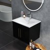 Gulches 24 in 1 Sink Wall-Mounted Vanity Black Bath Vanity with White Ceramic Top Soft Close Gold Metal Long Handle - 4 of 4