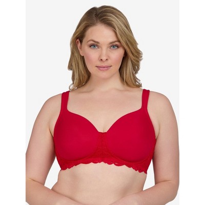 Leading Lady The Zoey – Lace Band Molded Wireless T-Shirt Bra in Pepper Red, Size: 54D.