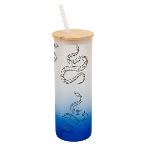 Elanze Designs Toscano Slithering Snakes Reptile Animal Wrap-Around Design 25 Ounce Frosted Gradient Glass On-The-Go Coffee Travel Skinny Tumbler Mug - 1 of 1