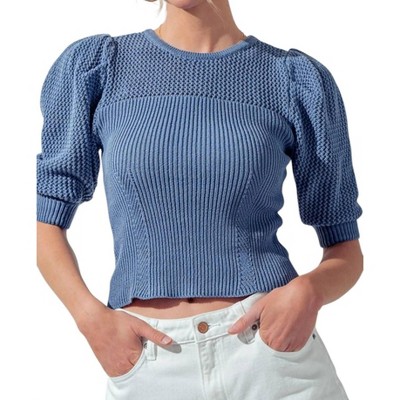 Women's Puff Short Sleeve Knit Top - Urban Daizy
