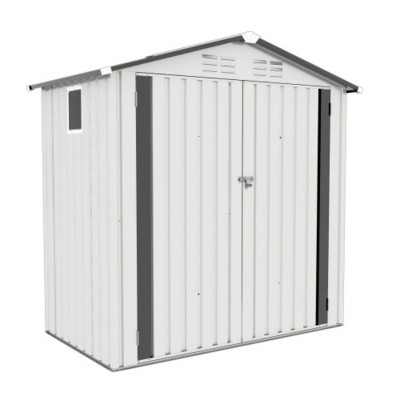 Syemin Storage Sheds 6X3.5ft Metal Storage Shed Tool Shed with Peaked Roof Waterproof Clear Window and Lockable Door, White, 67.72"*38.19"*72.83"