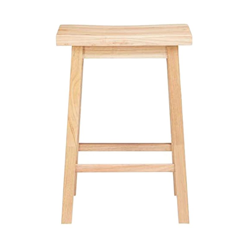 PJ Wood Classic Saddle-Seat 29" Tall Kitchen Counter Stool for Homes, Dining Spaces, and Bars w/Backless Seat, 4 Square Legs, Natural (5 Pack), 3 of 7