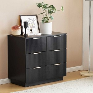 KTMBDW Fluted 4 Drawers Dresser, Modern Chest of Drawers, Bedside Cabinet, Wood Drawer Organizer for Bedroom, Living Room, Hallway, Entryway - 1 of 4