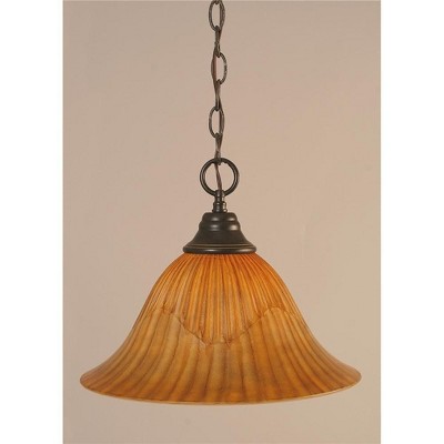 Toltec Lighting Any 1 - Light Pendant in  Dark Granite with 14" Tiger Shade
