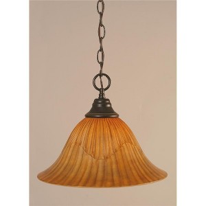 Toltec Lighting Any 1 - Light Pendant in  Dark Granite with 14" Tiger Shade - 1 of 1