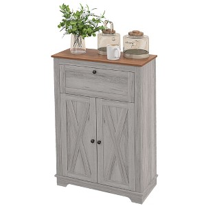 Aghana Digitals Dark Brown Farmhouse Accent Cabinet with Drawer & Adjustable Shelf - - 1 of 4
