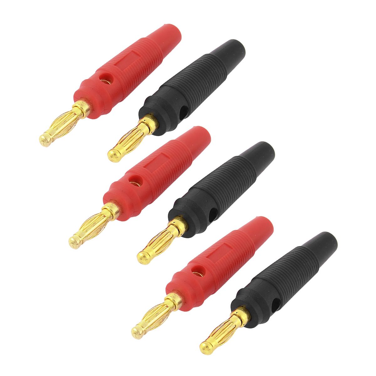 Unique Bargains Metal Plastic Banana Connector Red Black Gold Tone 6 Pcs