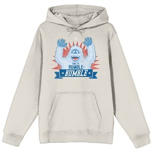 Rudolph the Red-Nosed Reindeer Time To Rumble With Bumble Men's Sand Graphic Hoodie - 1 of 3