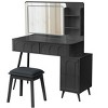 Gulches Modern Black Makeup Vanity Desk - Lights & Mirror, 4 Drawers, Stool Included, 3-Color Dimmable, Space-Saving for Bedroom - 2 of 4