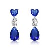 Guili Sterling Silver White Gold Plated Three-Stone Dangle Earrings with Blue & White Cubic Zirconia - Elegant, Hypoallergenic, for Any Occasion - 3 of 3