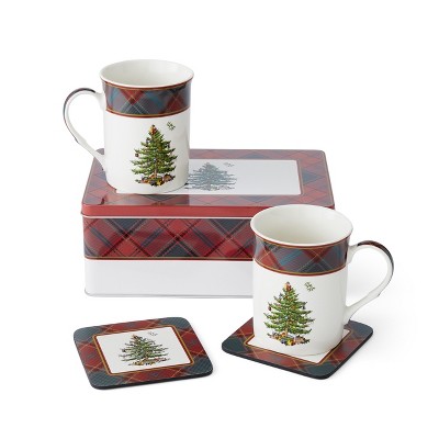 Spode Christmas Tree Tartan Travel Mug, 8 Ounce : Target