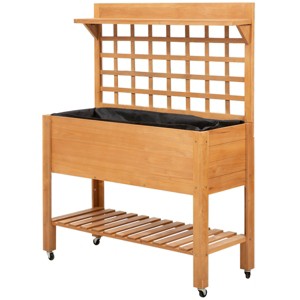 Aghana Digitals 53.25" H Elevated Fir Wood Planter with 3-Tier Design, Trellis, Storage Shelves & - 1 of 4