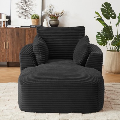 Dolonm 45.3 in. Oversized Corduroy Chaise Lounge - Plush Sofa Chair for Living Room Dorm Apartment No Assembly