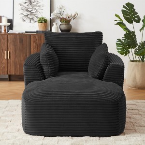 Dolonm 45.3 in. Oversized Corduroy Chaise Lounge - Plush Sofa Chair for Living Room Dorm Apartment No Assembly - 1 of 4